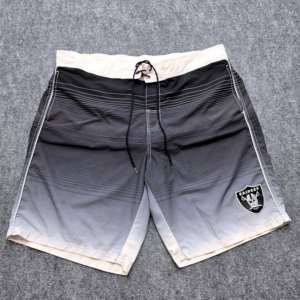 NFL Las Vegas Raiders Board Shorts Mens 3XL XXXL Black Grey Gradient Swim Trunks